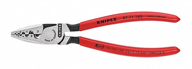 KNIPEX Alicate de Entallaje , Longitud Total 7-1/16 , Capacidad 28 a 7 AWG  - Crimpadoras para Cable y Alambre - 58JP47