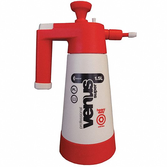 Compressed Air Spray Bottle: 1.5 L Container Capacity, Mist, White, Red, Viton