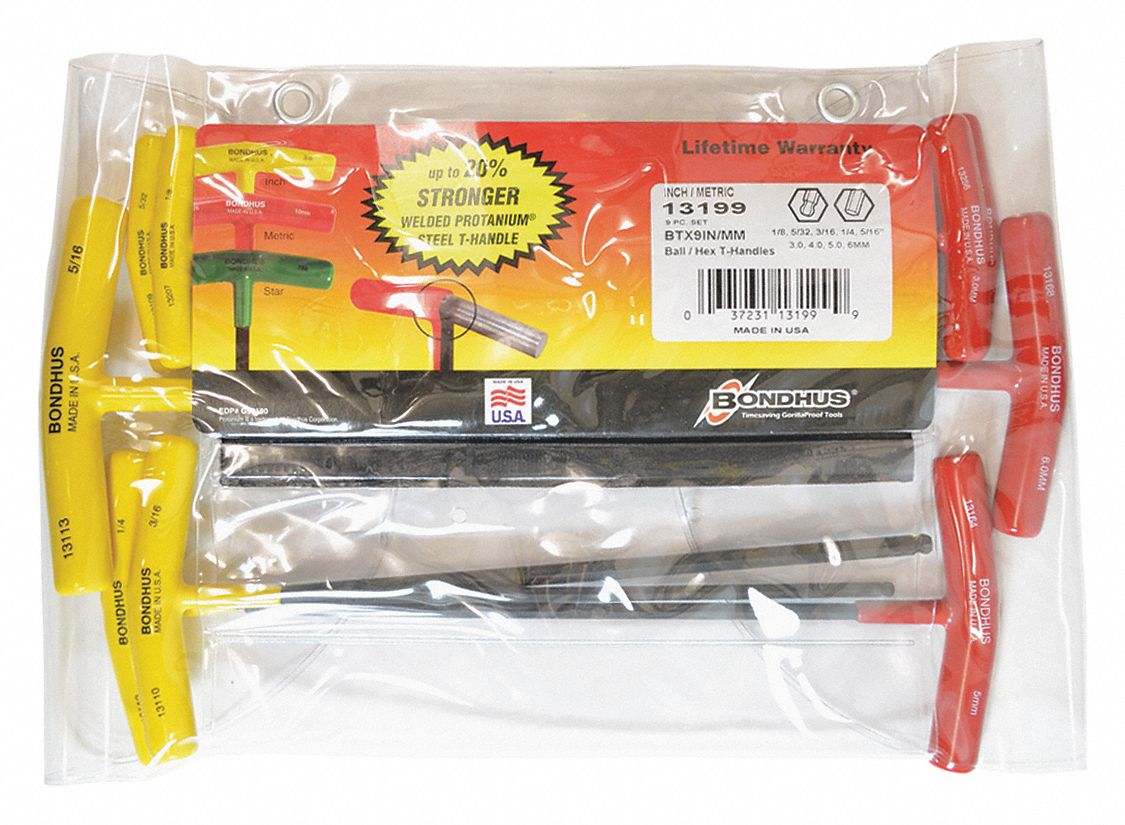 ENS CLE HEX,POIGNEE T,9 PIECES