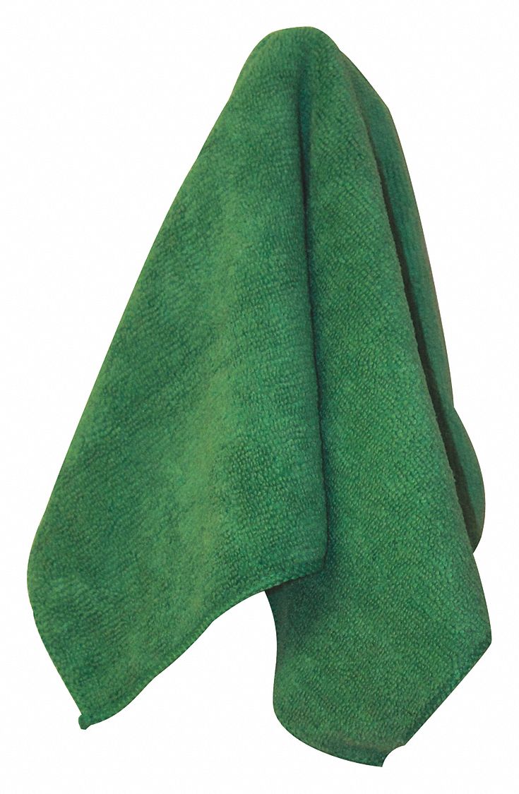 Microfiber Cloth, Gen Purpose, Green, PK12