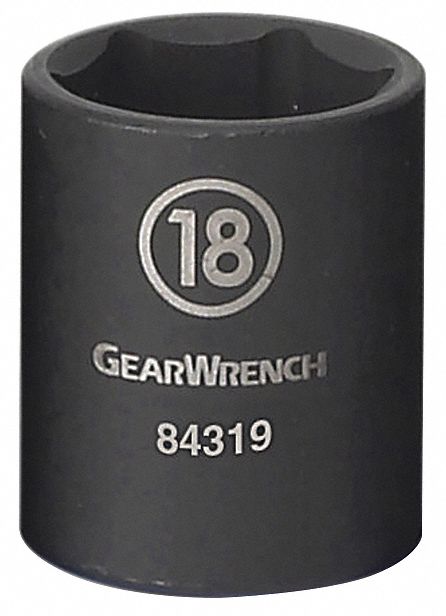 IMPACT SOCKET, HEX HEAD, 6 POINT, STANDARD SOCKET, BLACK, 10 MM, 3/8 IN DRIVE, ALLOY STEEL