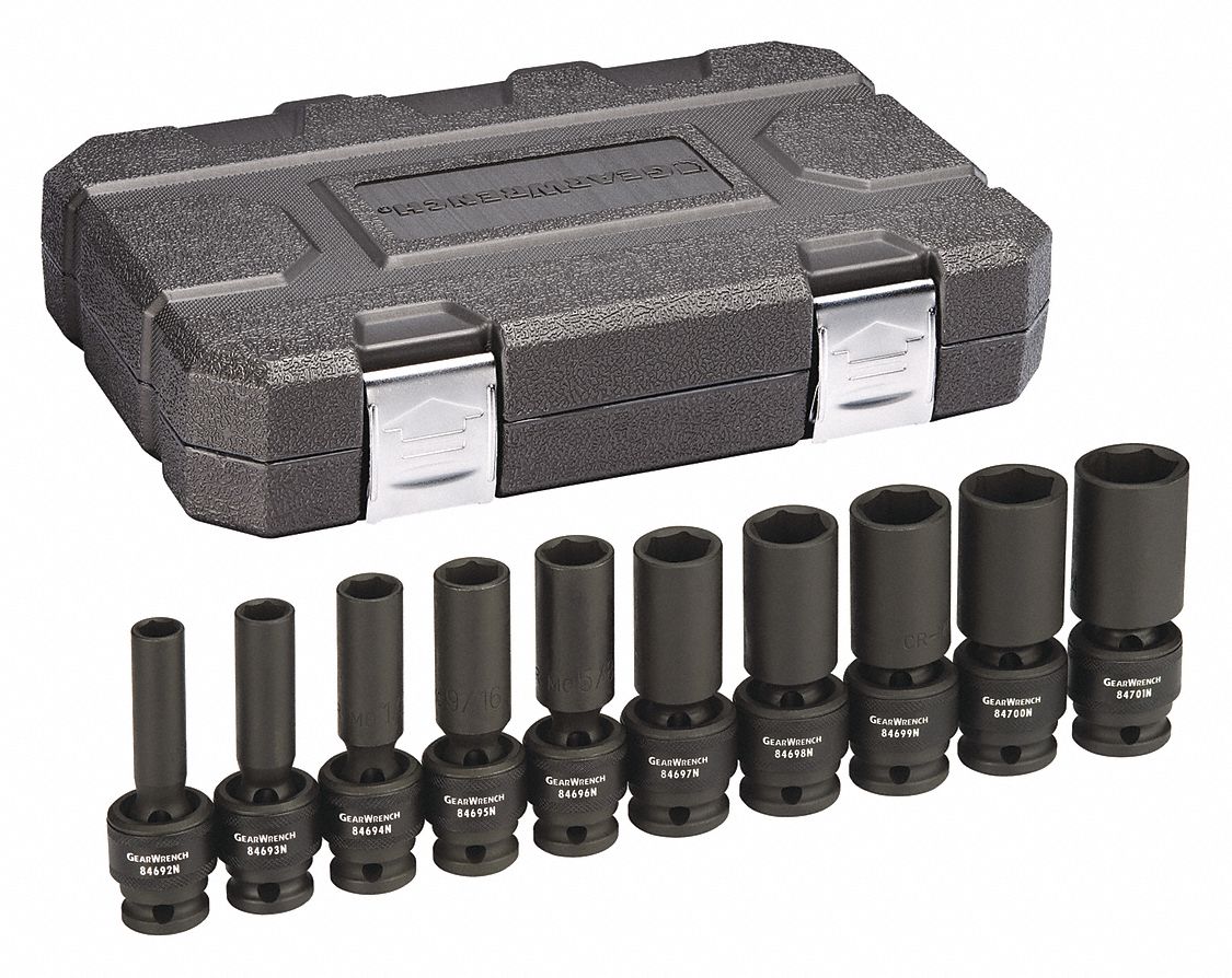 SAE Deep Impact Socket Set, 1/2"D, 10pcs.