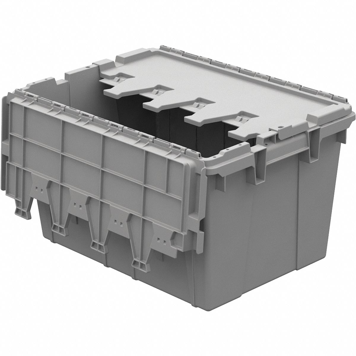 ATTACHED LID CONTAINER,60 LBS.,GRAY