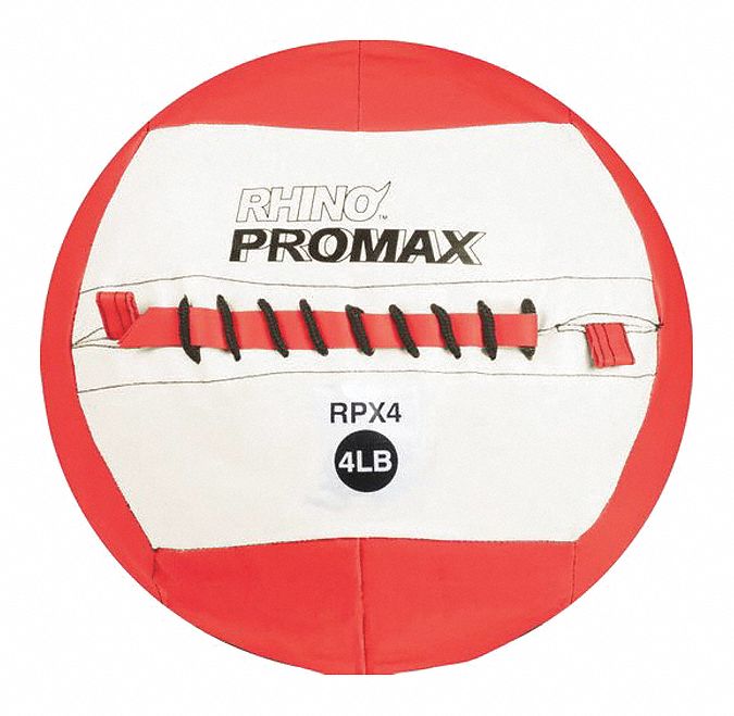 Medicine Ball: 14 in Overall Dia, Red, 4 lb