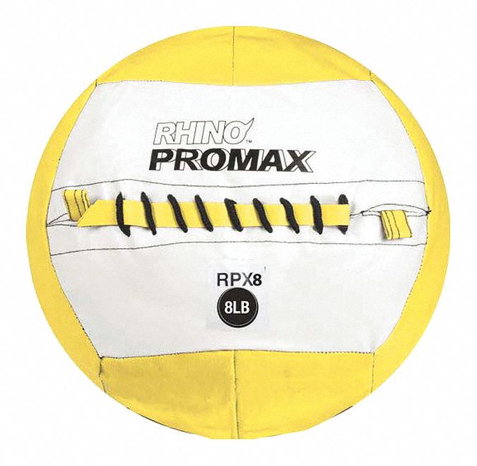 Medicine Ball: 14 in Overall Dia, Yellow, 8 lb