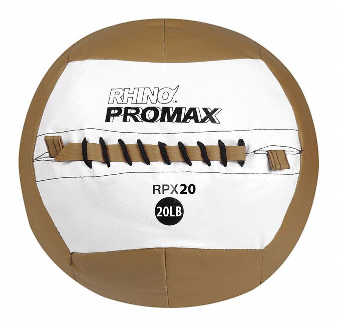 Medicine Ball: 14 in Overall Dia, Brown, 20 lb