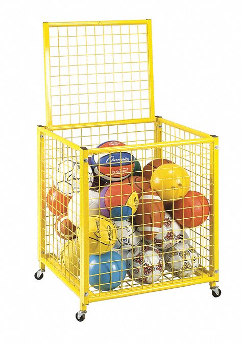 Ball Locker: 27 in Overall Lg, 29 in Overall Wd, 31 in Overall Ht, Steel, Yellow