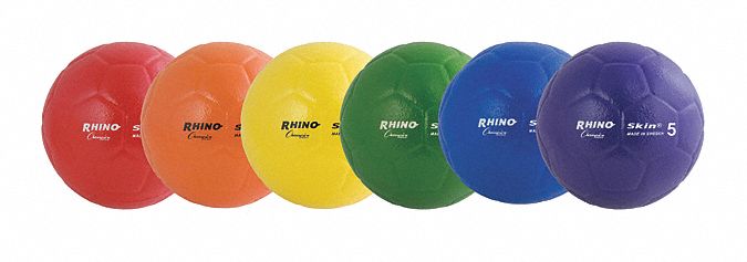 Soccer Ball Set: 8 1/4 in Overall Dia, Foam, Blue/Green/Orange/Purple/Red/Yellow