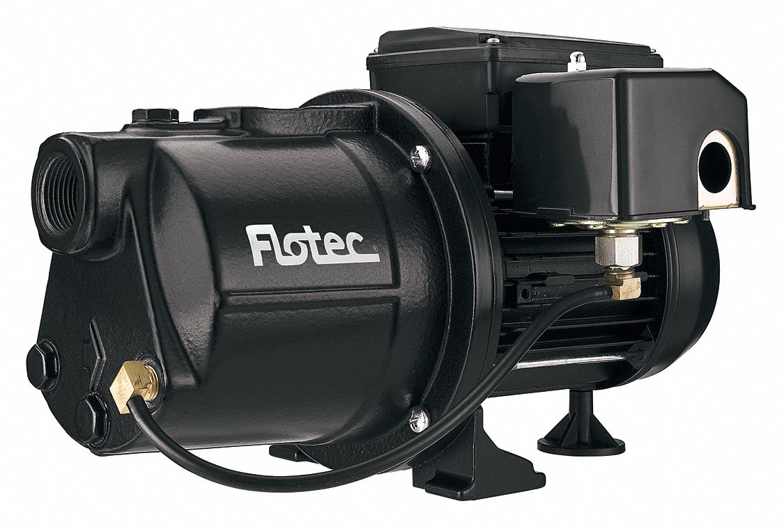 Shallow Well Jet Pump: 1/2 hp HP, Single Phase, 115V AC, 4.5 gpm, 10 ft Head, Included