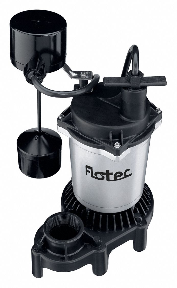 Submersible Sump Pump: 1/2 hp, 115V AC, 50 gpm Flow Rate @ 10' of Head, 1 1/2 in FNPT, 4.1 A