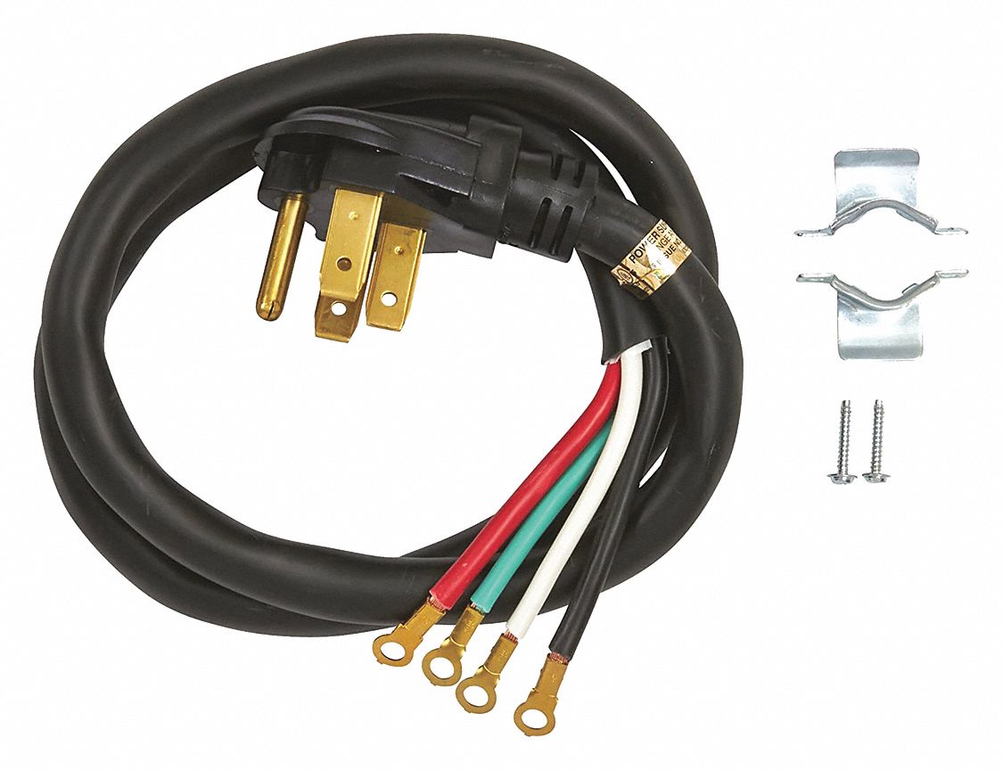 GE, Fits GE/Hotpoint/Kenmore Brand, Range Cord, 4 ft., 50A, 4 Wire