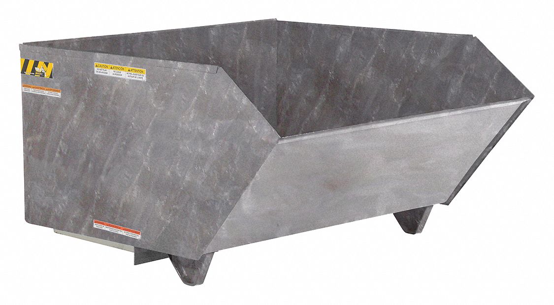 SELF DUMPING HOPPER, 27 IN W X 28 3/16 IN H X 51 1/4 IN L, GALVANIZED FINISH