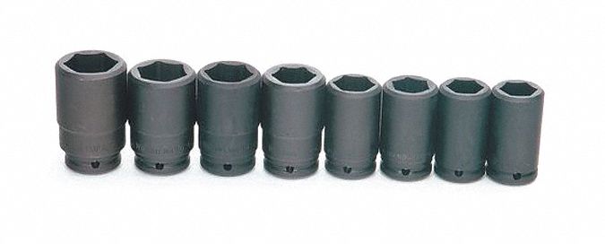 Impact Socket Set, 3/4" D, 6Pt 10 pcs. SAE