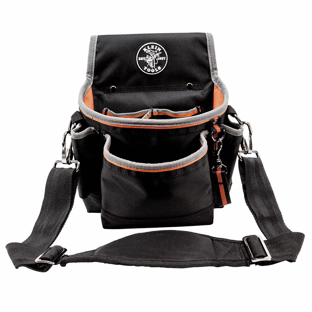 KLEIN TOOLS Black, Tool Pouch, Ballistic Nylon, For Maximum Belt Width