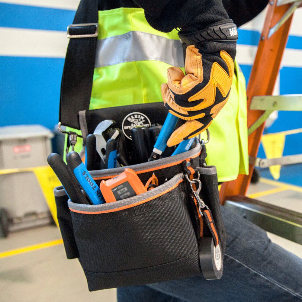 KLEIN TOOLS Black, Tool Pouch, Ballistic Nylon, For Maximum Belt Width