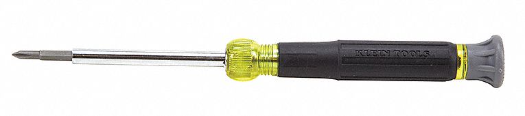 MULTI-BIT SCREWDRIVER, PHILLIPS/SLOTTED TIP, #0/#00/1/8 IN/5/32 IN TIP SIZE, 4 TIPS