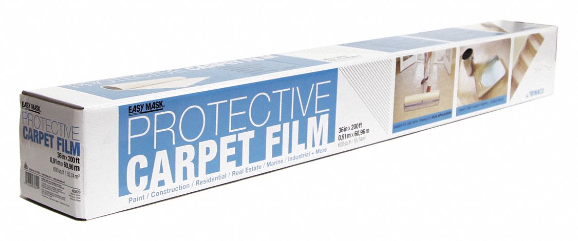 Carpet Protection Film: 2 mil Thick, 36 in Wd, 200 ft Lg, Plastic, Clear, Film