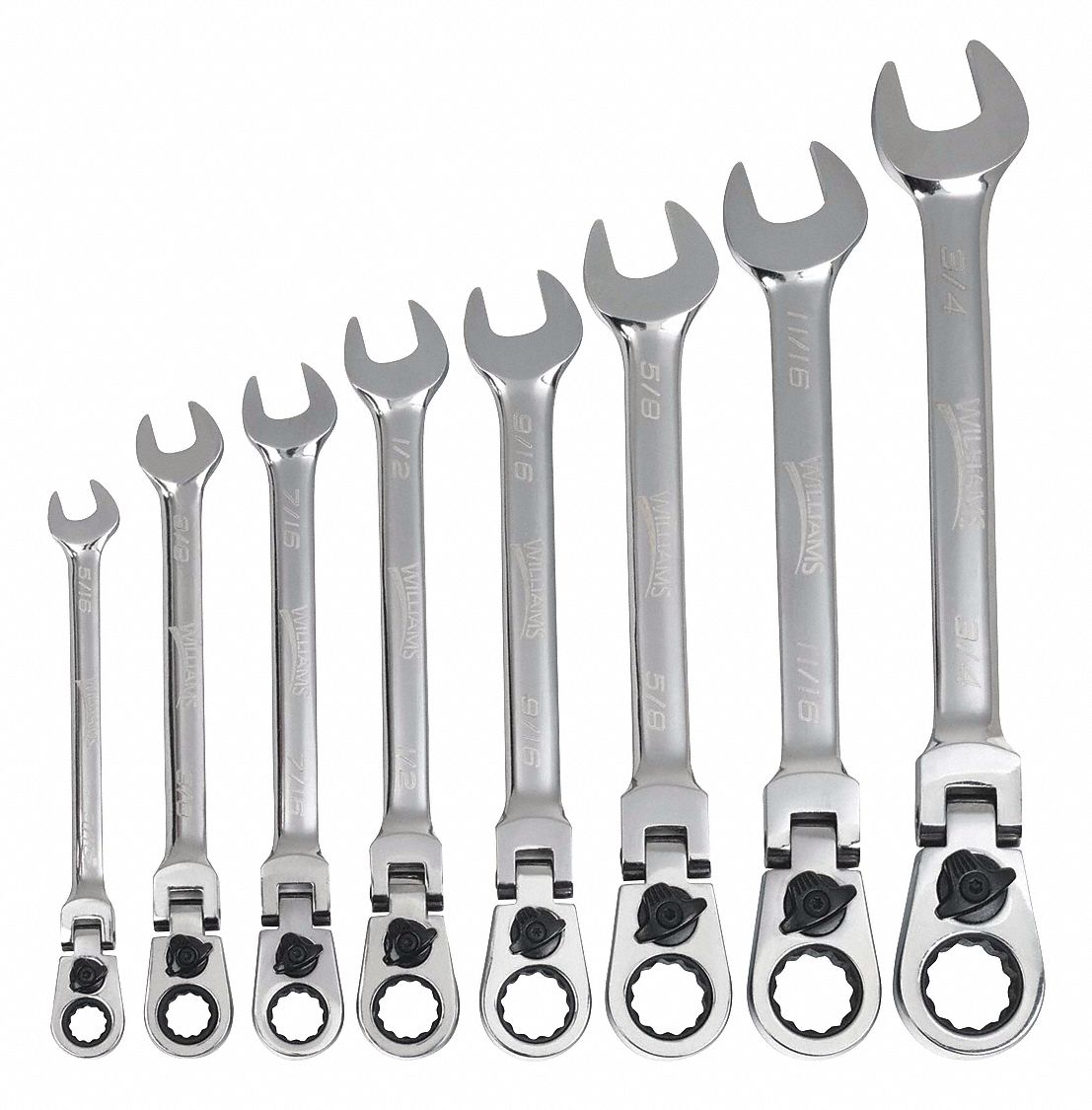Flex-Head Rat Combo Wrench Set, 8 pcs.