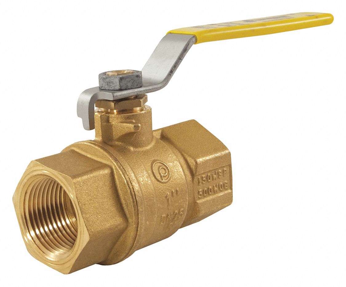 Manual Two-Way Ball Valve: 2 in, Brass, Straight, FNPT x FNPT, Full Port Ball Port