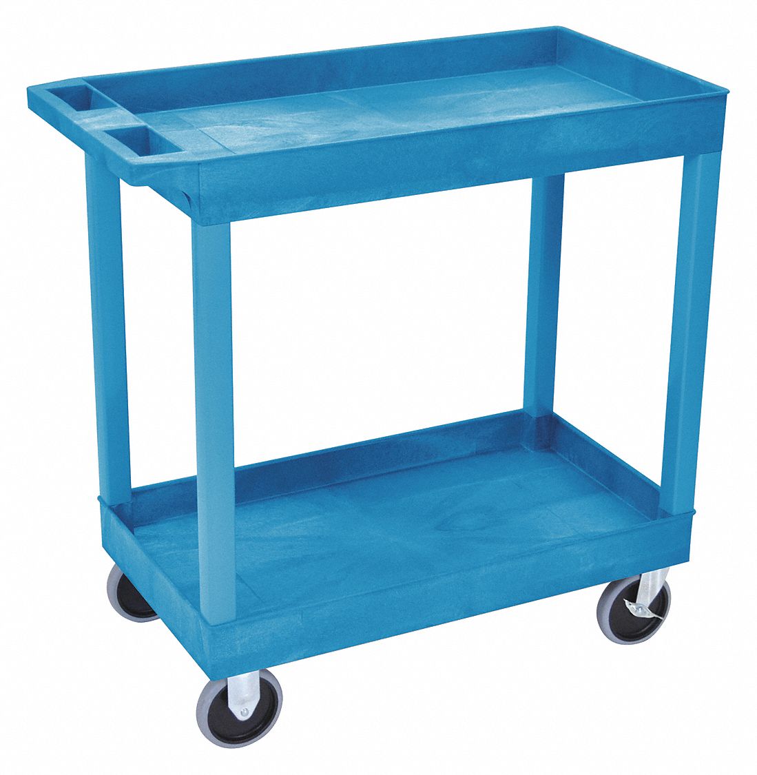 Utility Cart with Deep Lipped Plastic Shelves: 500 lb Load Capacity, 32 in x 18 in, Blue