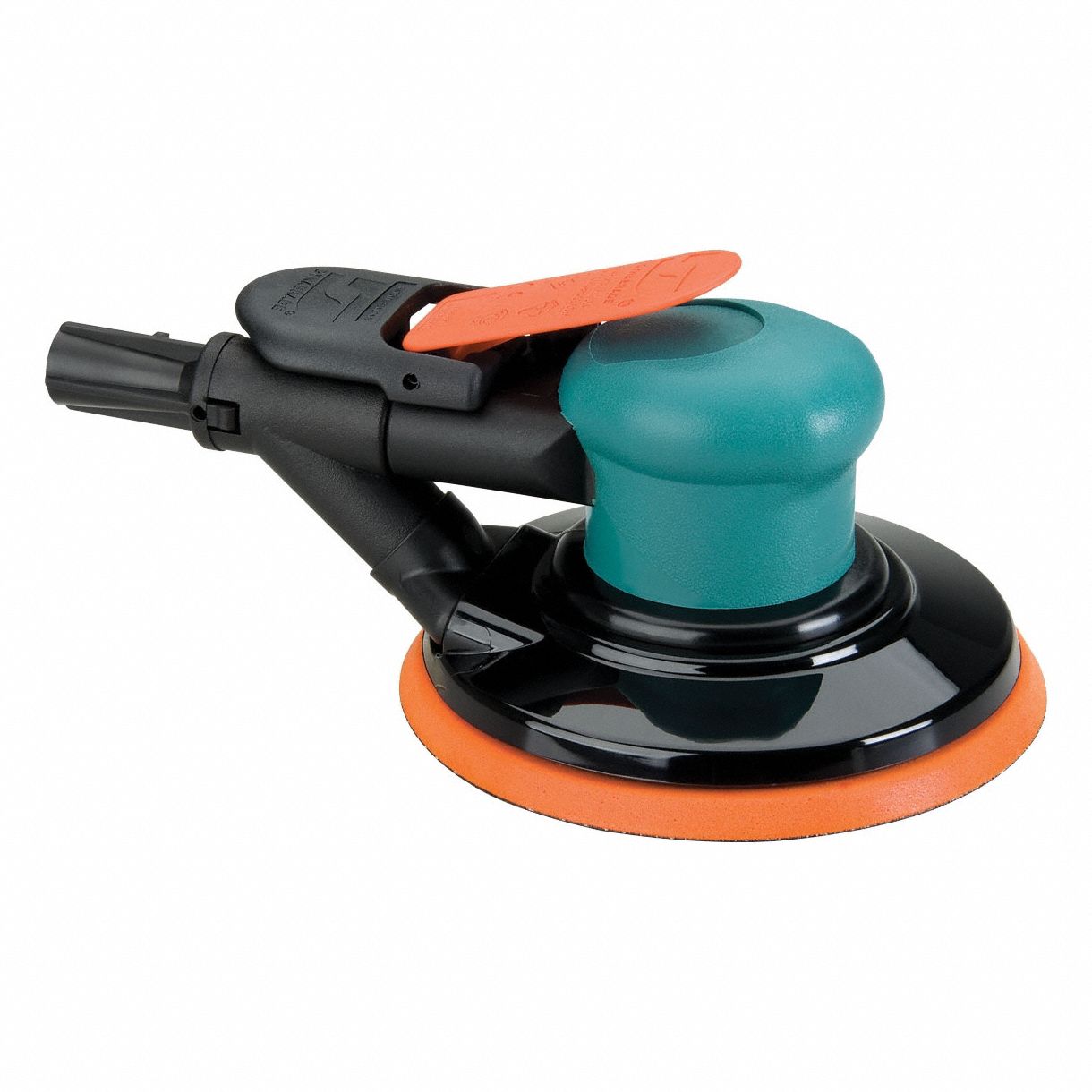 Air Orbital Sander: 6 in, Pressure Sensitive Adhesive, 3/8 in Orbit, Self-Vacuum, 0.3 hp