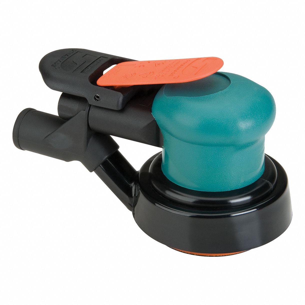 Air Orbital Sander: 3 in, Pressure Sensitive Adhesive, 3/8 in Orbit, Central Vacuum, Lever