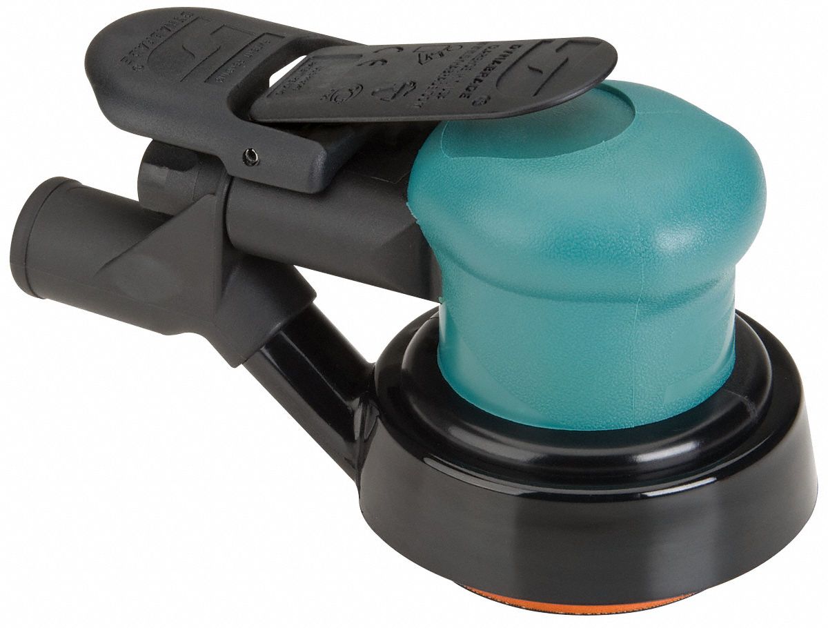 Air Orbital Sander: 3 in, Pressure Sensitive Adhesive, 3/32 in Orbit, Central Vacuum, NPT