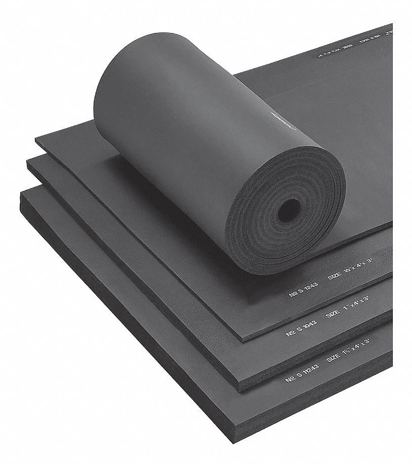 EPDM, 1 in Thick, Insulation Sheet 59DE11M906ACS1043 S2S Grainger