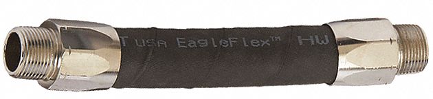 Fuel Hose: Discharge Hose, 3/4 in x 9 in, Rubber, Nitrile, Brass, -20° to 160°F, UL Listed
