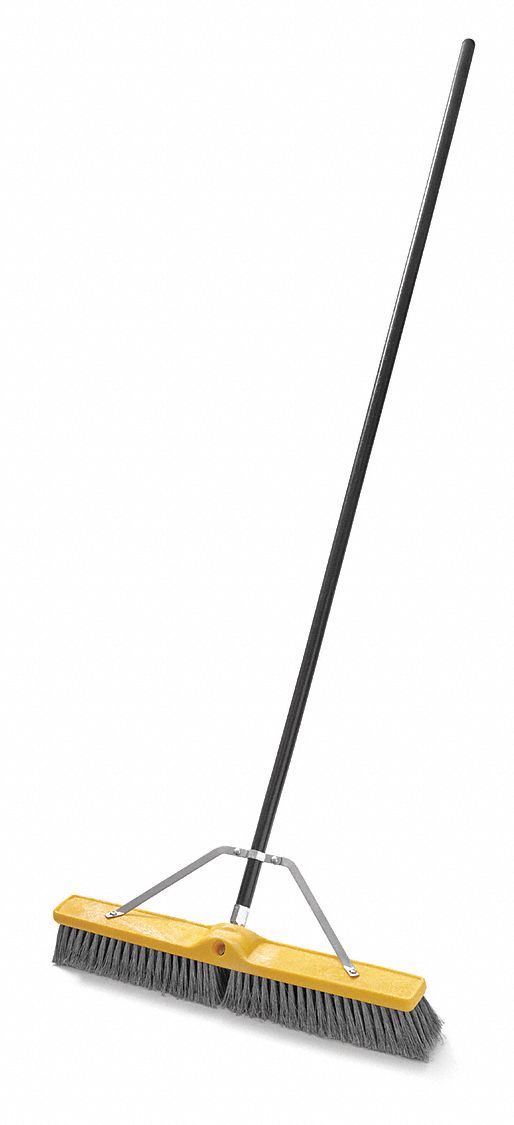 RUBBERMAID COMMERCIAL PRODUCTS Push Broom Plastic, 24 in Sweep Face, 60 in Broom Handle Lg