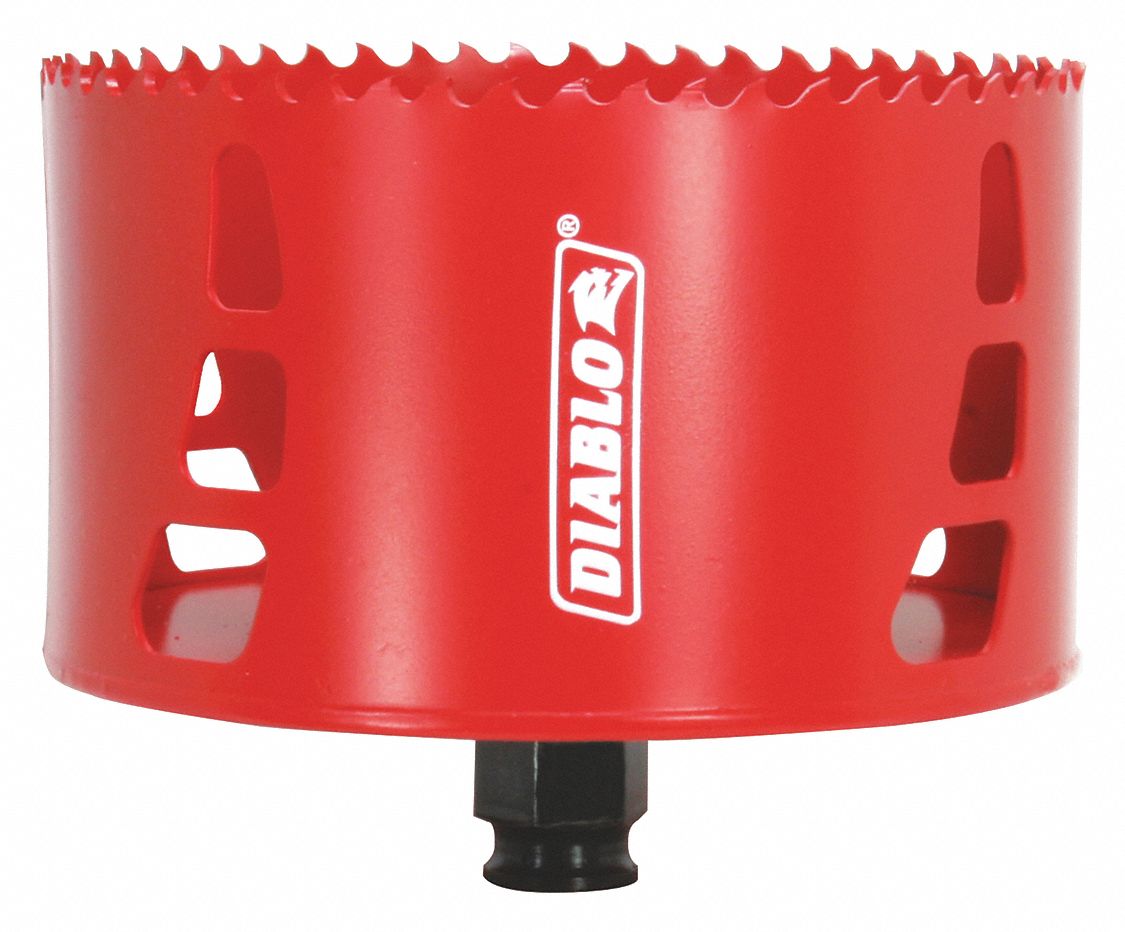 Hole Saw: 4 1/2 in Saw Dia., 4 Teeth per Inch, 2 3/8 in Max. Cutting Dp, Bi-Metal