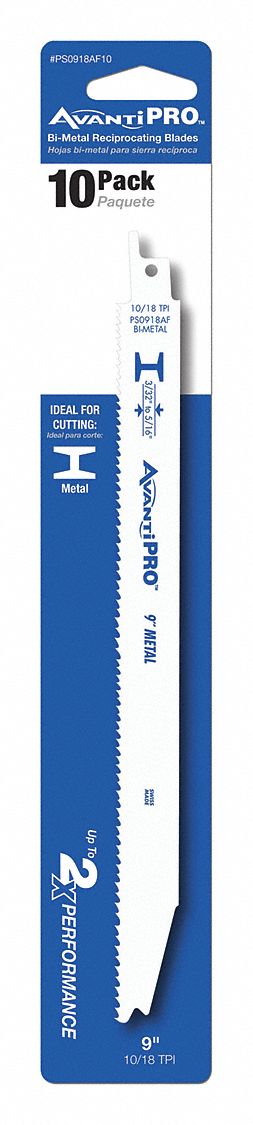 Reciprocating Saw Blade, 9", 10/18TPI, PK10