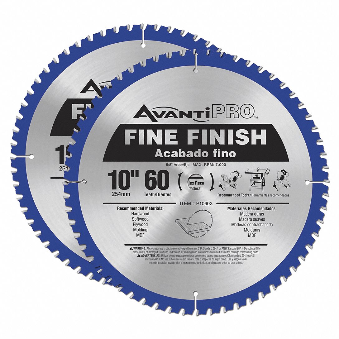 Fine Finish Saw Blade, 10"x60TPI, PK2
