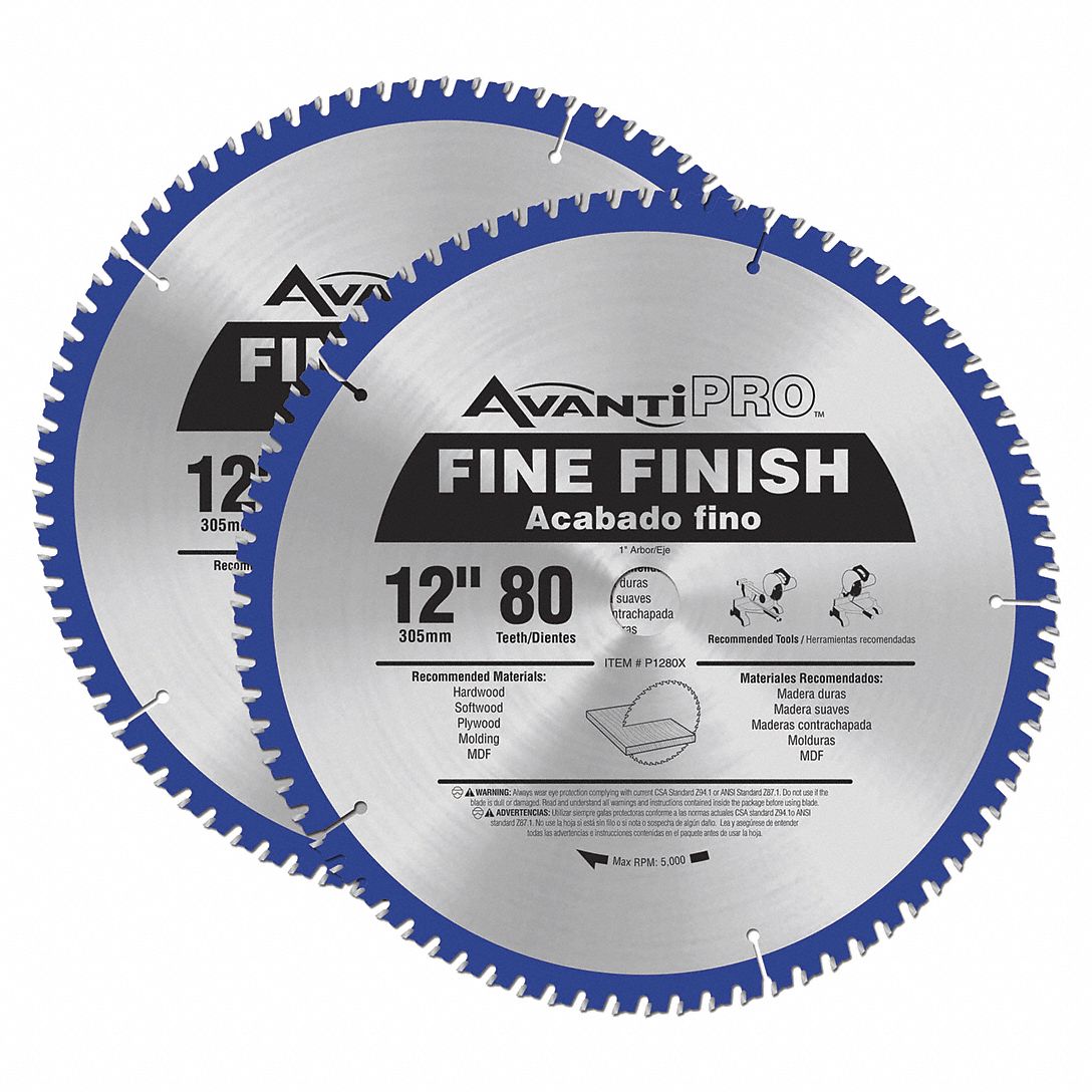 Fine Finish Saw Blade, 12"x80TPI, PK2