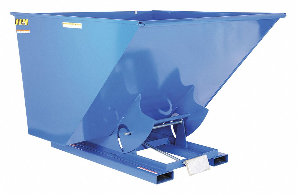 SELF DUMPING HOPPER, BLUE, 69 IN W X 51 3/4 IN H X 68 3/8 IN L, POWDER COATED FINISH