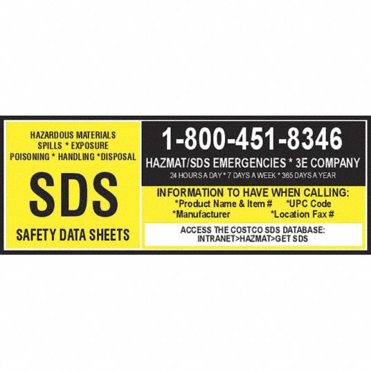 Label,Haz Materials SDS,Yellw,PK25 - Grainger