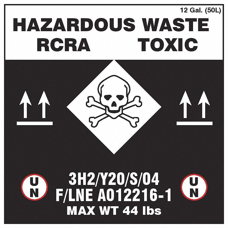 Label,Haz Waste RCRA Toxic,BlkWht,PK25 Grainger