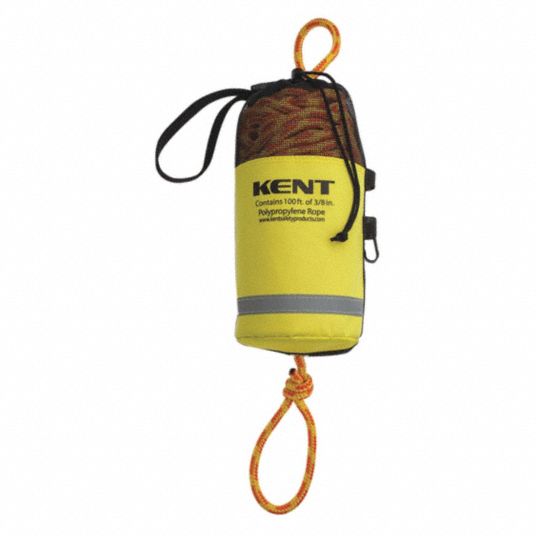 KENT SAFETY, Polyester/Polyethylene (Rope), 100 ft L (Rope), Rescue Throw  Bag,With 100ft. Rope - 59MD28