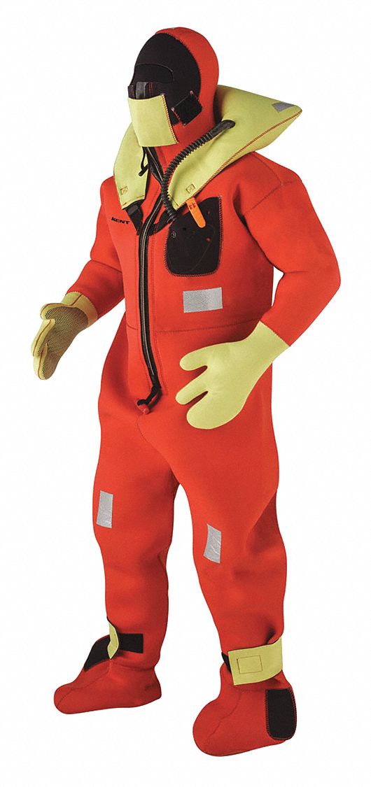 Immersion Suit: Neoprene, Orange, Intermediate Suit Size, 154000-200-020-13