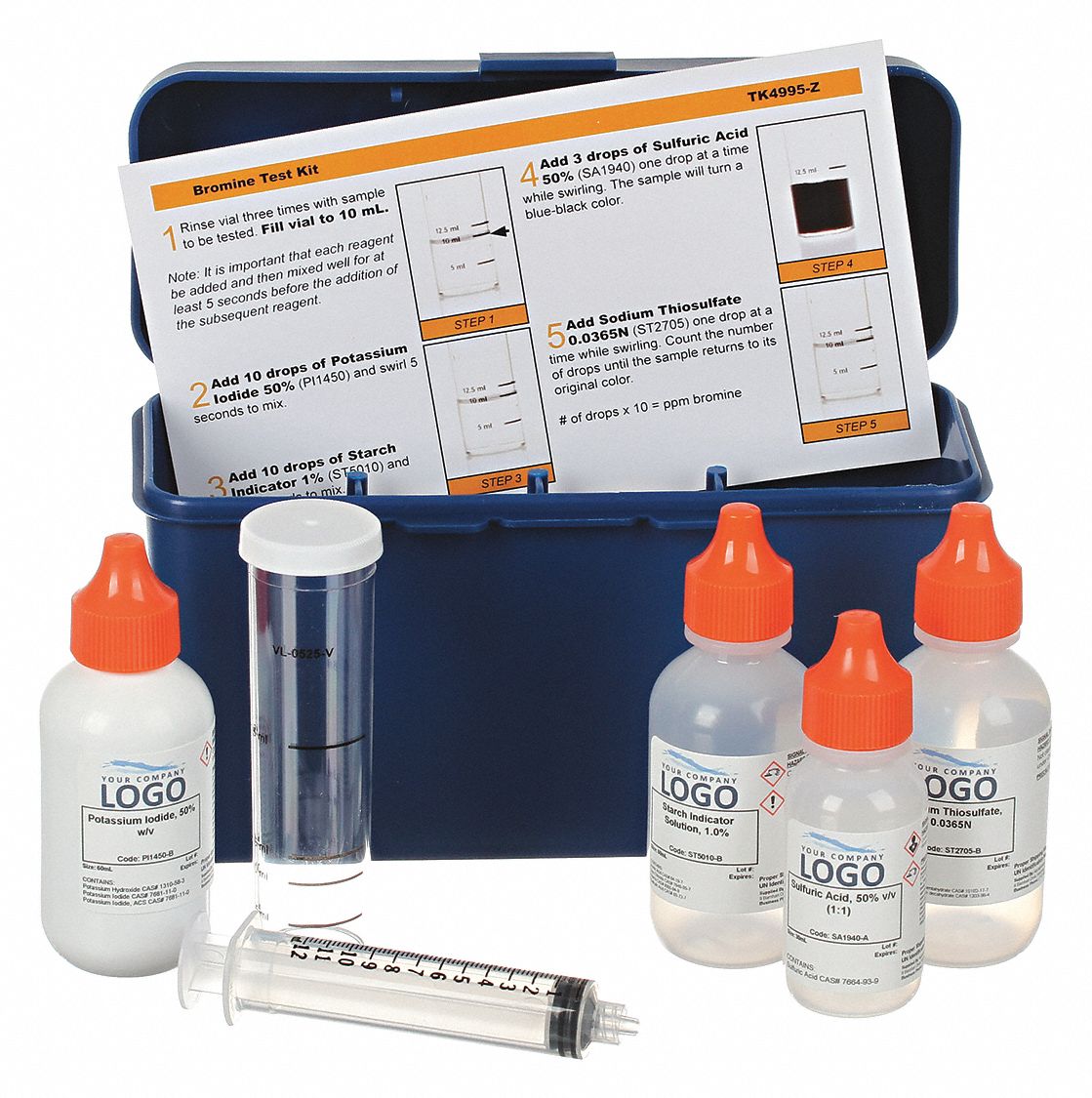 AQUAPHOENIX SCIENTIFIC Chemical Test Strip: Bromine, Chemical, 60_75 Tests, 8 in Overall Lg, Bromine (MPN TK4995-Z). Key specifications — Test Form: Chemical; Brand: AQUAPHOENIX SCIENTIFIC.