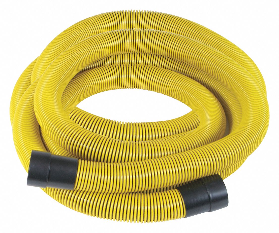 Vacuum Hose: 1 1/2 in Hose Dia., 25 ft Hose Lg, Polyethylene, Yellow