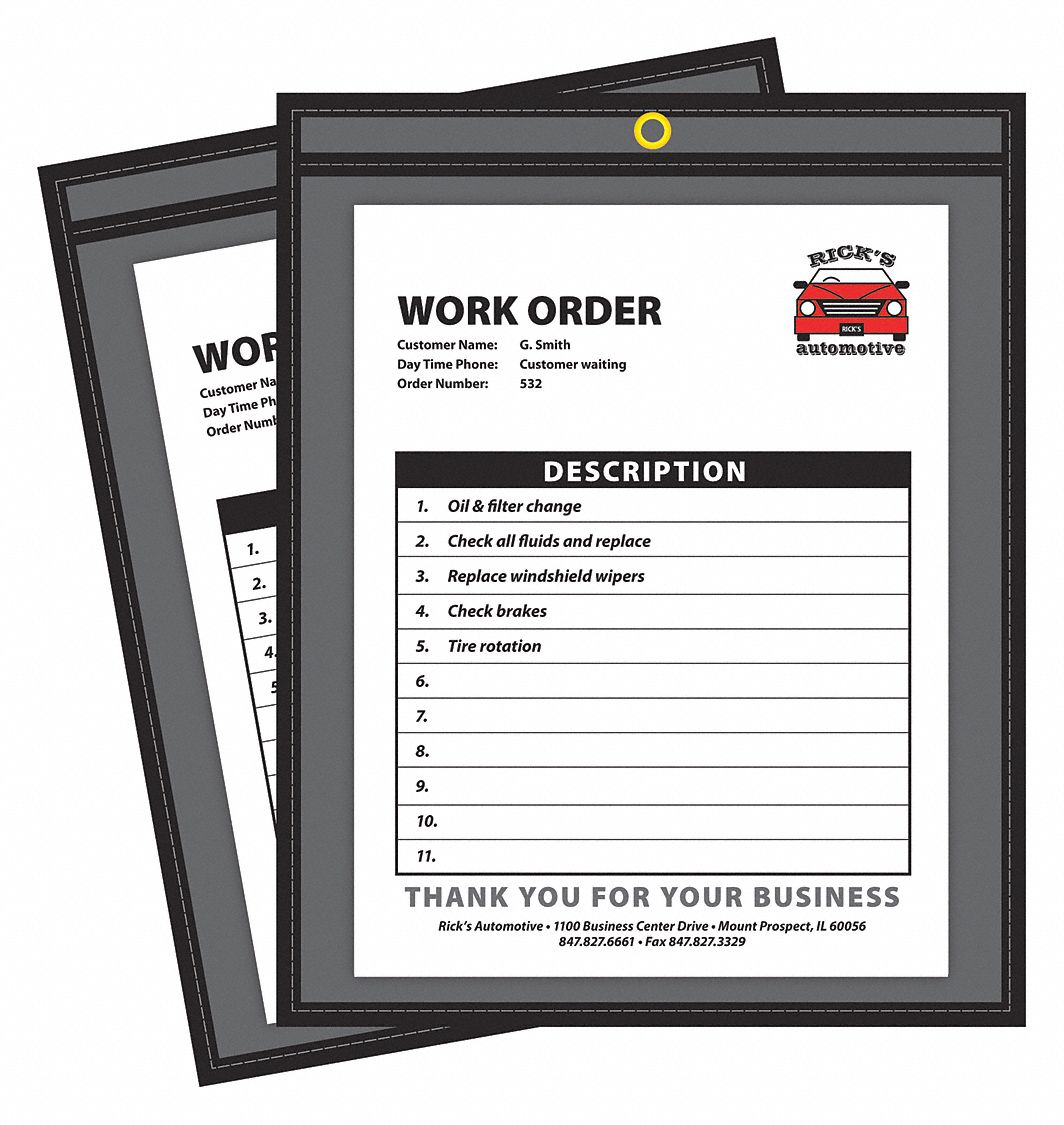 Shop Ticket Holders, 1 Side, 8.5x11", PK25