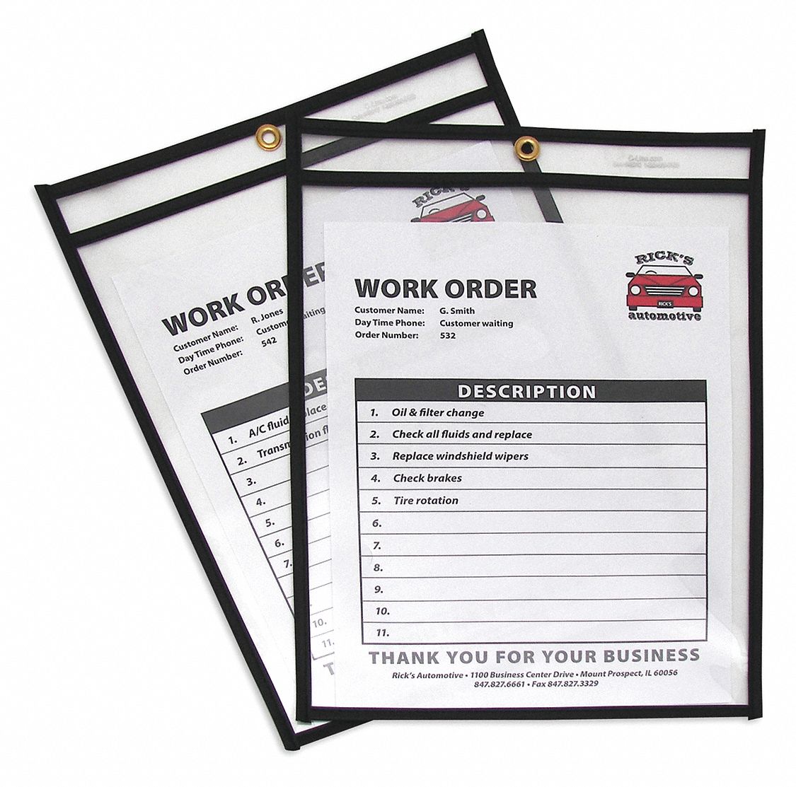 Shop Ticket Holders,Clear,9 x 12",PK25 Grainger