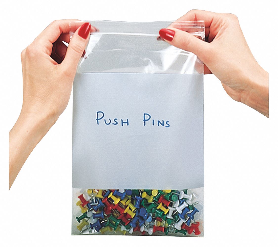 Write-On Bags, Recloseable, 3 x 5", PK1000