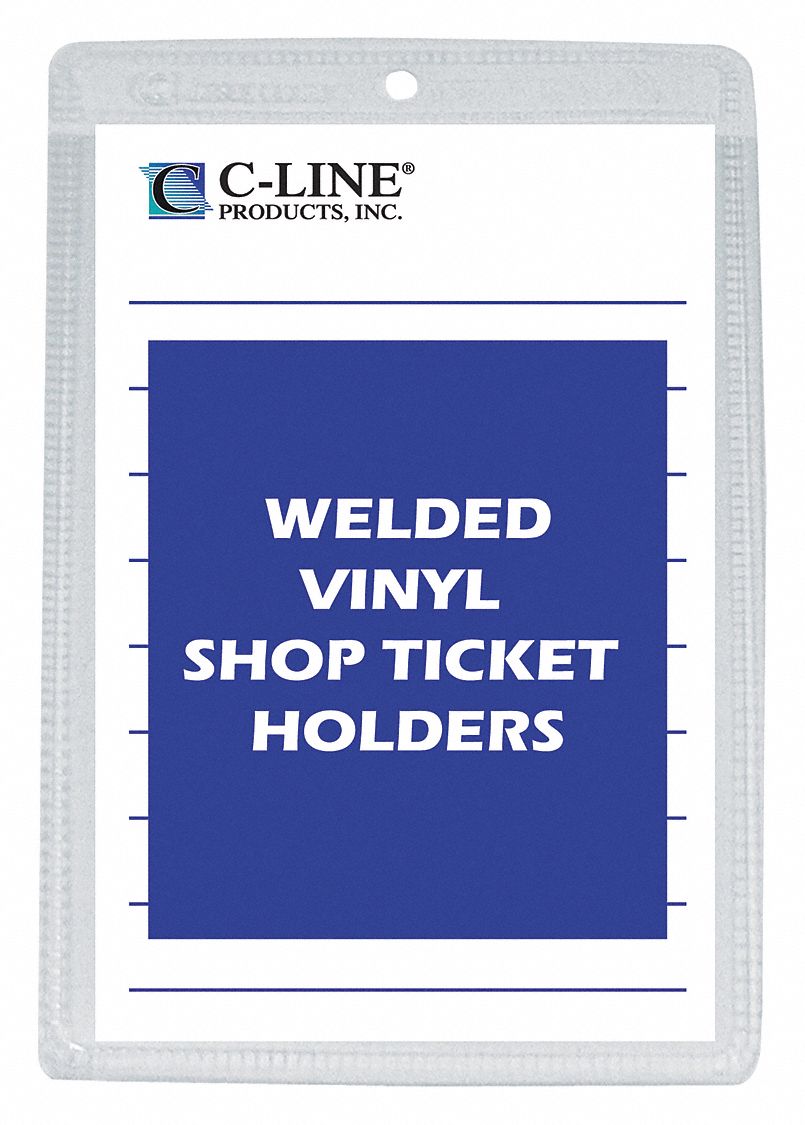 Shop Ticket Holder, Vinyl, Clear, 5x8", PK50