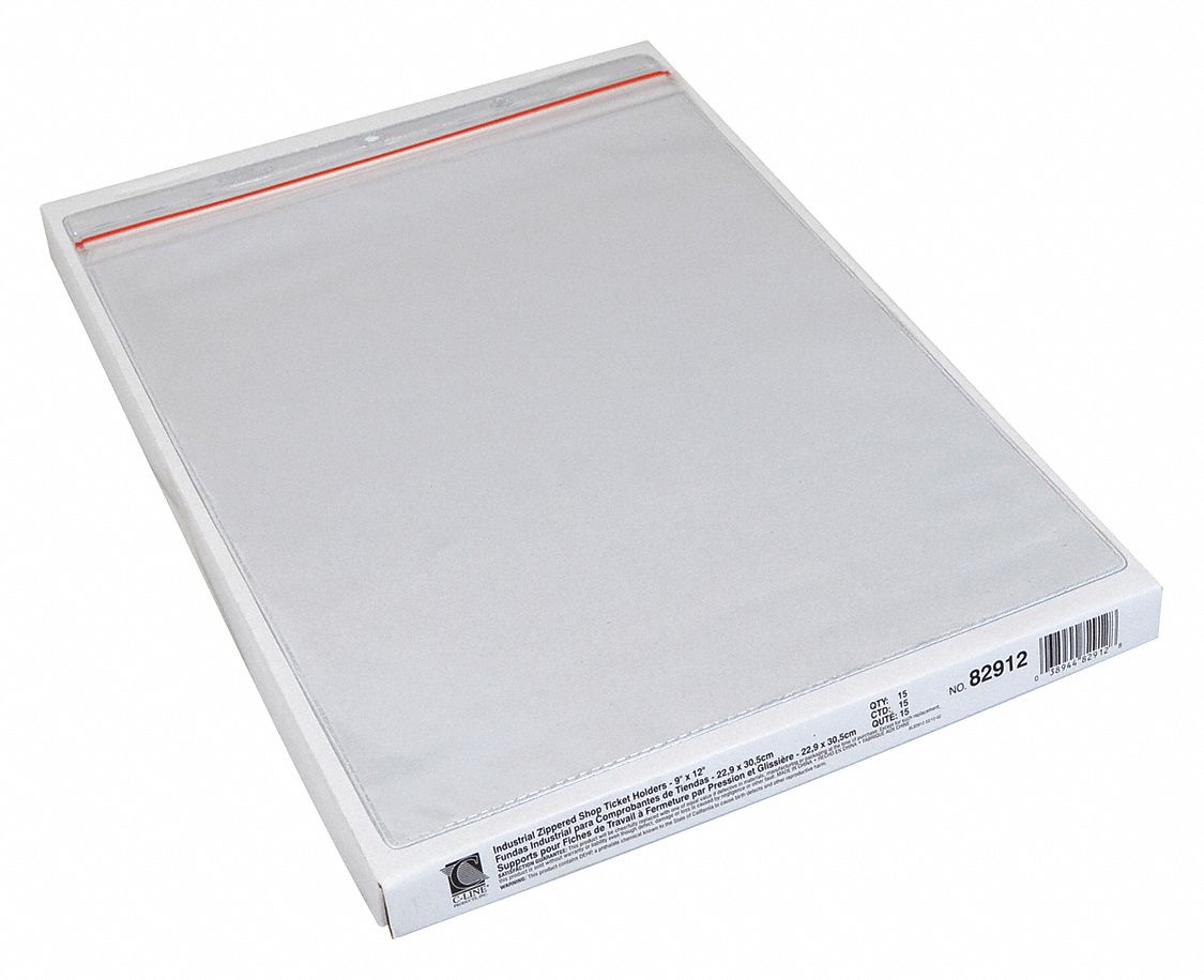Shop Ticket Holder, Zipper, 9 x 12", PK15