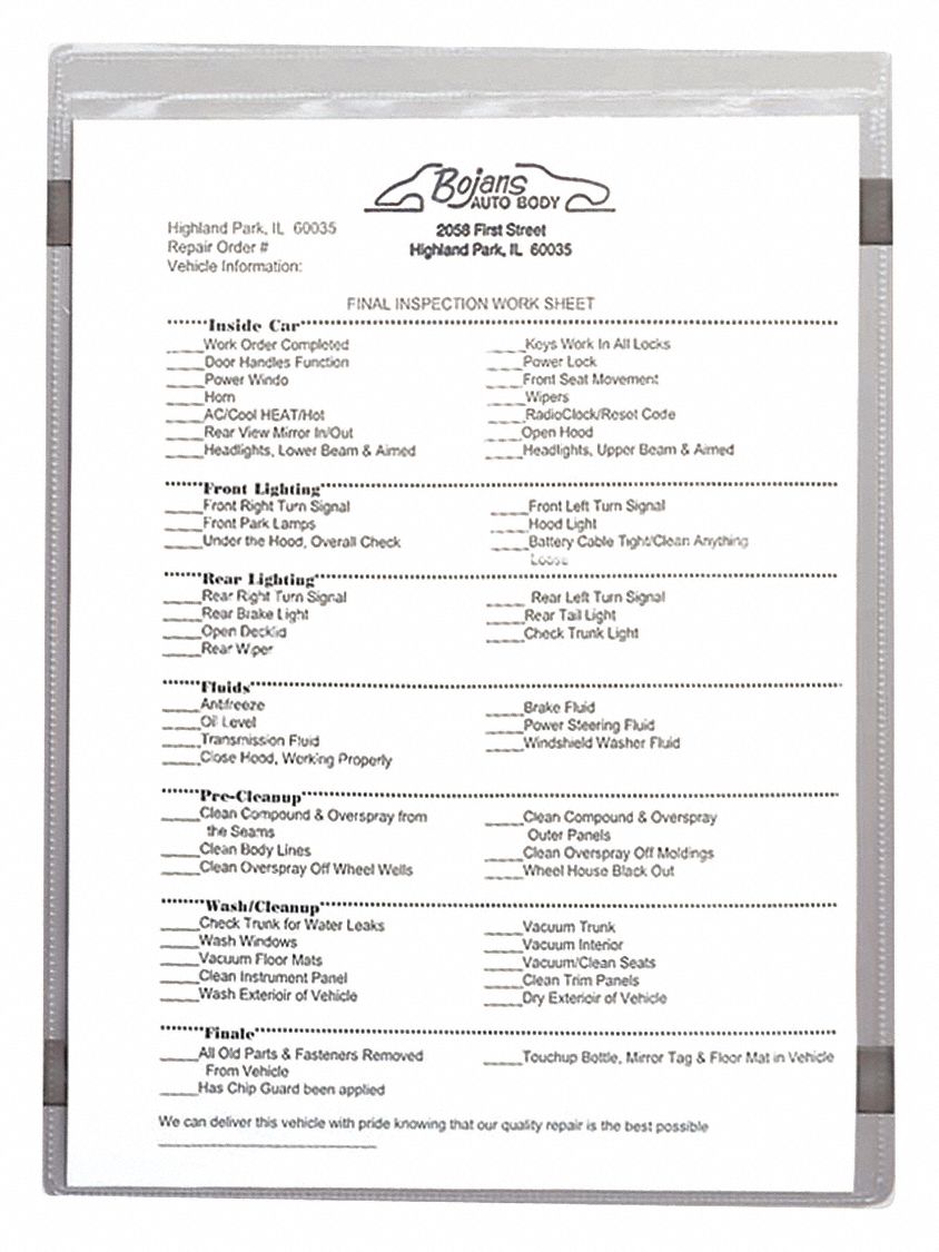 Shop Ticket Holder, Magnetic, 8.5x11", PK15