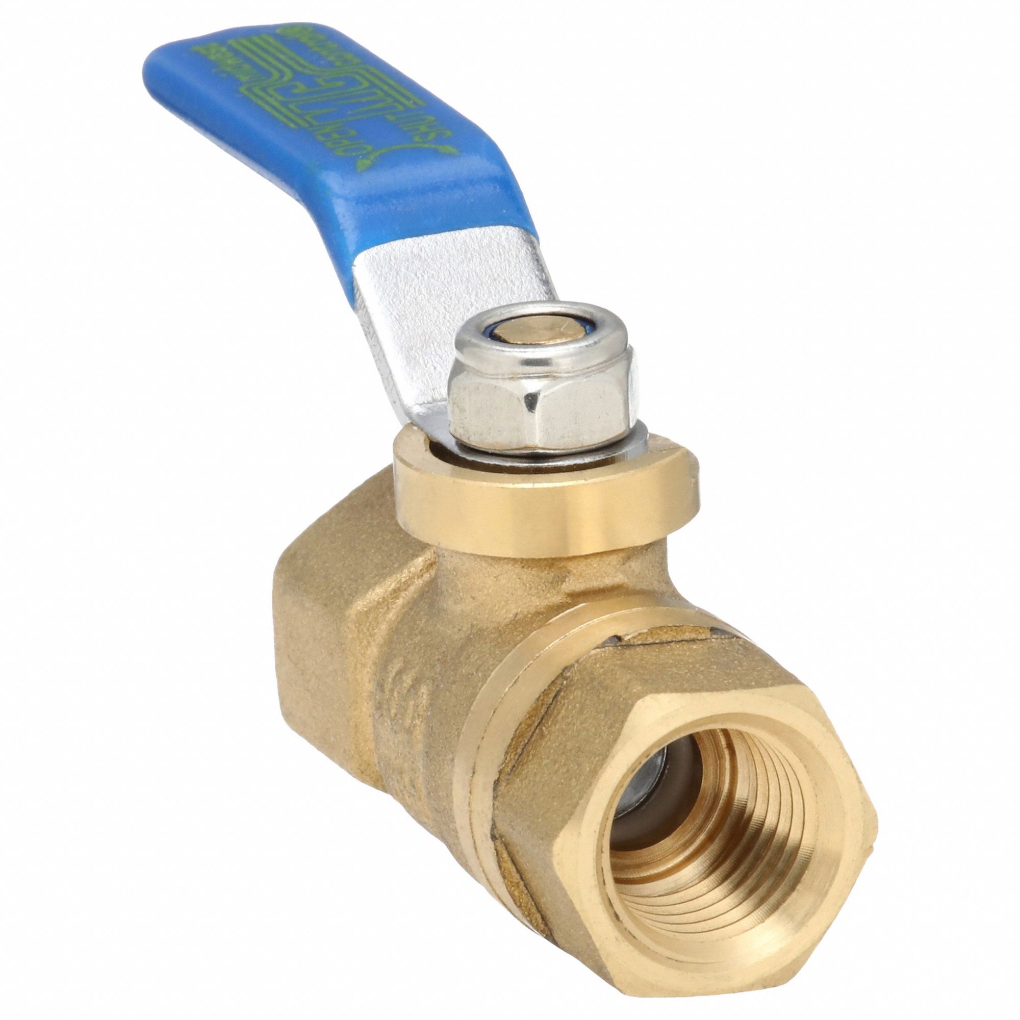 Manual Two-Way Ball Valve: 1/4 in, Brass, Straight, FNPT x FNPT, Full Port Ball Port