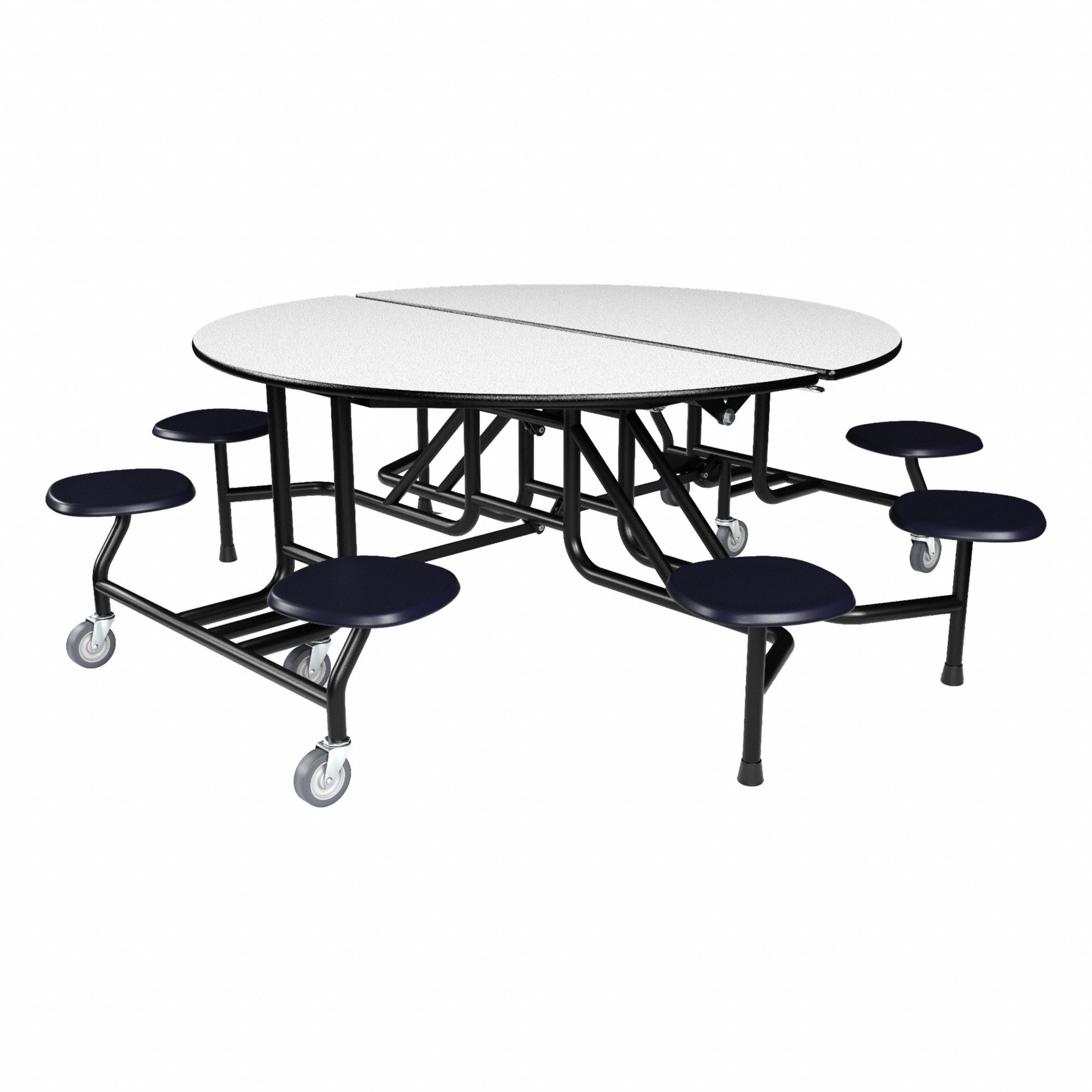 Cafeteria Table: Gray Glace, Stool Seat, 29 in Overall Ht, 83 in Overall Lg, Circle