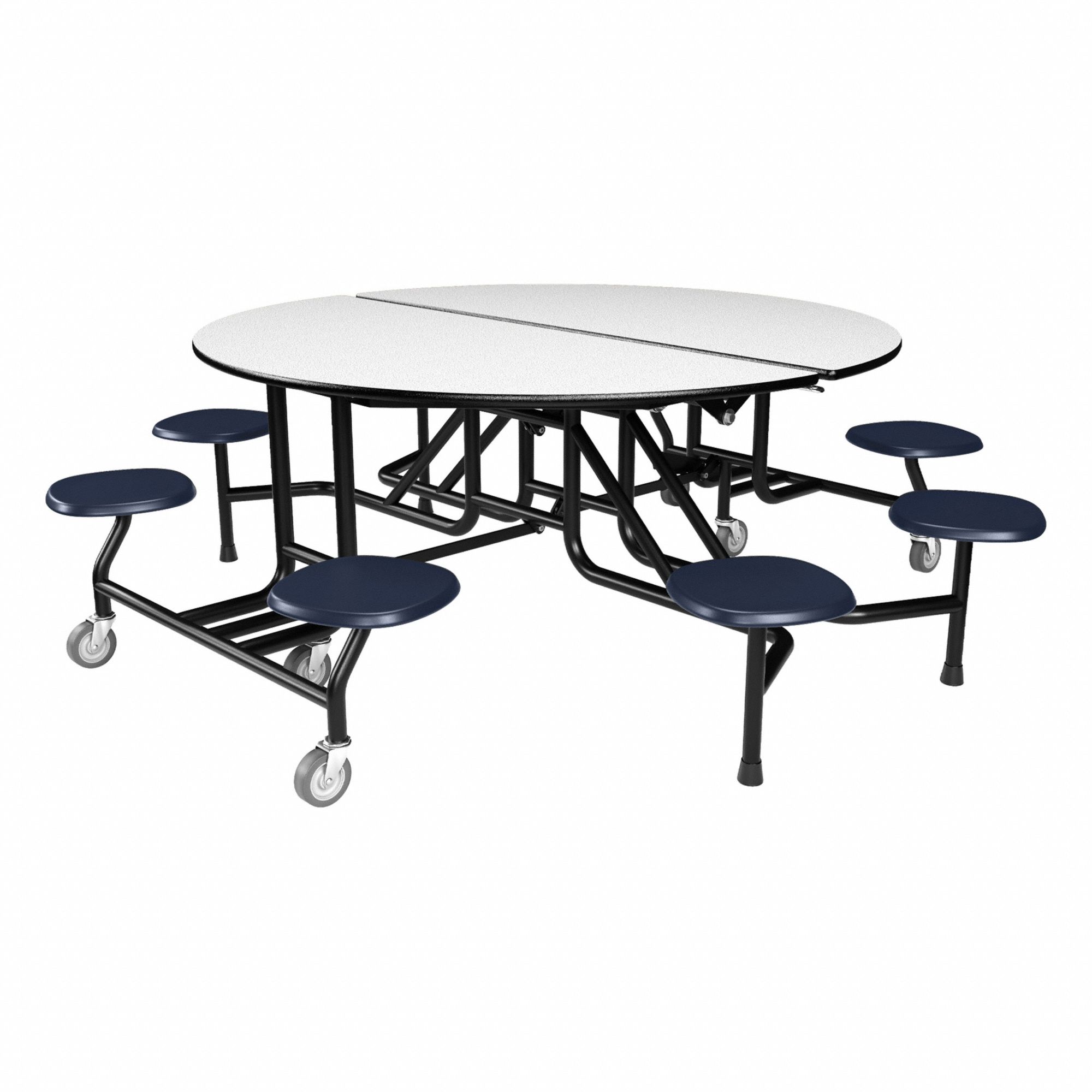 Cafeteria Table: Gray Glace, Stool Seat, 29 in Overall Ht, 79 in Overall Lg, Circle